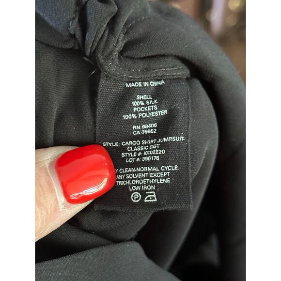 NWT Theory Women's Black Cargo Shirt Silk Jumpsuit Romper Size 4 - Picture 10 of 16